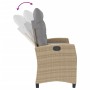 Sillón reclinable de jardín con cojines ratán sintético beige en Bancos de jardín | Comprar online en Foru.es
