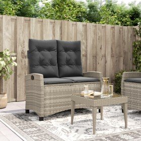 Sillón reclinable de jardín con cojines ratán sintético gris en Bancos de jardín | Comprar online en Foru.es