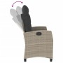 Sillón reclinable de jardín con cojines ratán sintético gris en Bancos de jardín | Comprar online en Foru.es