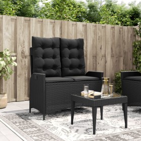 Sillón reclinable de jardín con cojines ratán sintético negro en Bancos de jardín | Comprar online en Foru.es