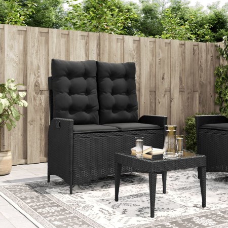 Sillón reclinable de jardín con cojines ratán sintético negro en Bancos de jardín | Comprar online en Foru.es