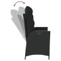 Sillón reclinable de jardín con cojines ratán sintético negro en Bancos de jardín | Comprar online en Foru.es