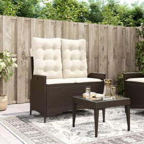 Sillón reclinable de jardín con cojines ratán sintético marrón en Bancos de jardín | Comprar online en Foru.es