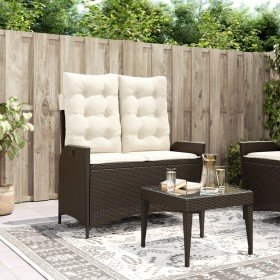 Sillón reclinable de jardín con cojines ratán sintético marrón en Bancos de jardín | Comprar online en Foru.es