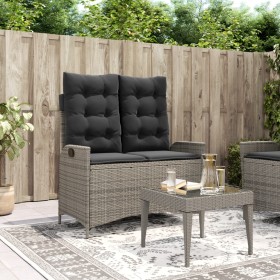 Sillón reclinable de jardín con cojines ratán sintético gris en Bancos de jardín | Comprar online en Foru.es