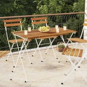 Mesa de cafetería plegable madera acacia y acero 100x54x71 cm de vidaXL, Mesas de jardín - Ref: Foro24-319976, Precio: 87,20 ...