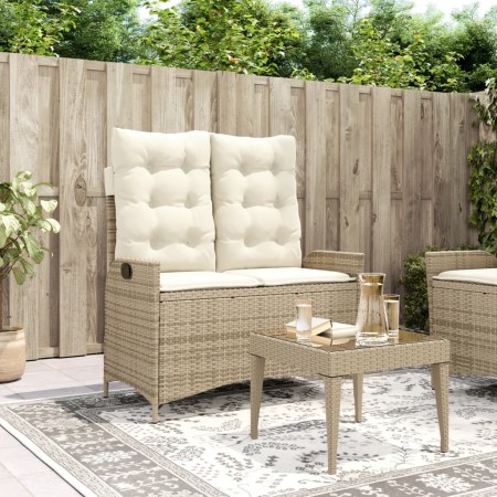 Sillón reclinable de jardín con cojines ratán sintético beige en Bancos de jardín | Comprar online en Foru.es