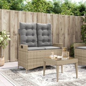 Sillón reclinable de jardín con cojines ratán sintético beige en Bancos de jardín | Comprar online en Foru.es