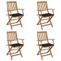 Sillas de jardín plegables 4 uds y cojines madera maciza acacia en Sillas de jardín | Comprar online en Foru.es