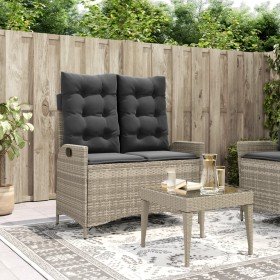 Sillón reclinable de jardín con cojines ratán sintético gris en Bancos de jardín | Comprar online en Foru.es
