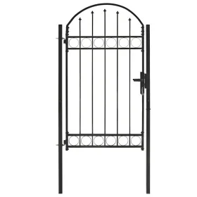 Garden gate with upper arch 100x175 cm black steel by vidaXL, garden gates - Ref: Foro24-143087, Price: 241,07 €, Discount: %