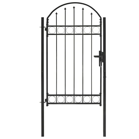 Gartentor mit Oberbogen 100x175 cm aus schwarzem Stahl von vidaXL, Gartentore - Ref: Foro24-143087, Preis: 241,07 €, Rabatt: %
