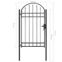 Gartentor mit Oberbogen 100x175 cm aus schwarzem Stahl von vidaXL, Gartentore - Ref: Foro24-143087, Preis: 241,07 €, Rabatt: %
