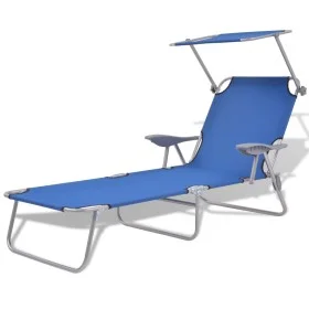Tumbona con toldo de acero acero azul de vidaXL, Tumbonas - Ref: Foro24-42931, Precio: 112,06 €, Descuento: %
