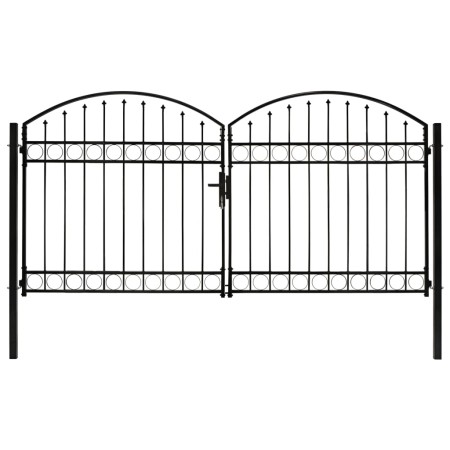 Cancela de valla doble puerta con arco 300x150 cm acero negro de vidaXL, Puertas de jardín - Ref: Foro24-143090, Precio: 358,...