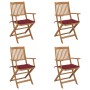 Sillas de jardín plegables 4 uds y cojines madera maciza acacia en Sillas de jardín | Comprar online en Foru.es