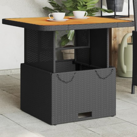 Mesa de jardín ratán sintético y acacia maciza negro 70x70x72cm en Mesas de jardín | Comprar online en Foru.es