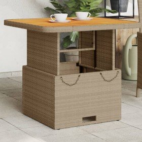 Mesa de jardín ratán sintético madera acacia beige 80x80x71 cm en Mesas de jardín | Comprar online en Foru.es