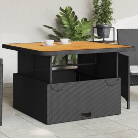 Mesa de jardín madera de acacia y ratán PE negro 110x110x71 cm en Mesas de jardín | Comprar online en Foru.es