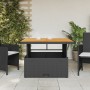 Mesa de jardín madera de acacia y ratán PE negro 110x110x71 cm en Mesas de jardín | Comprar online en Foru.es