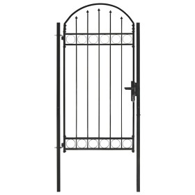 Puerta de jardín con arco superior 100x250 cm acero negro de vidaXL, Puertas de jardín - Ref: Foro24-146339, Precio: 226,91 €...