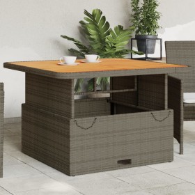 Mesa de jardín ratán PE y madera acacia gris 110x110x71 cm en Mesas de jardín | Comprar online en Foru.es