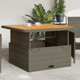 Mesa de jardín ratán PE y madera acacia gris 110x110x71 cm en Mesas de jardín | Comprar online en Foru.es