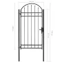 Gartentor mit oberem Bogen 100x250 cm, schwarzem Stahl von vidaXL, Gartentore - Ref: Foro24-146339, Preis: 241,76 €, Rabatt: %