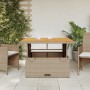 Mesa de jardín madera de acacia y ratán PE beige 110x110x71 cm en Mesas de jardín | Comprar online en Foru.es