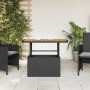 Mesa de jardín madera de acacia y ratán PE negro 90x55x71 cm en Mesas de jardín | Comprar online en Foru.es