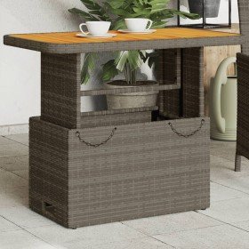 Mesa de jardín ratán sintético y madera acacia gris 90x55x71 cm en Mesas de jardín | Comprar online en Foru.es