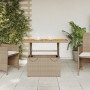 Mesa de jardín ratán sintético madera acacia beige 90x55x71 cm en Mesas de jardín | Comprar online en Foru.es