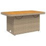 Mesa de jardín ratán sintético madera acacia beige 90x55x71 cm en Mesas de jardín | Comprar online en Foru.es