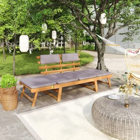 Sofá cama de jardín 2 en 1 con cojín madera maciza acacia 190cm de vidaXL, Bancos de jardín - Ref: Foro24-45960, Precio: 223,...