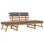 Sofá cama de jardín 2 en 1 con cojín madera maciza acacia 190cm de vidaXL, Bancos de jardín - Ref: Foro24-45960, Precio: 223,...