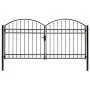 Double door fence gate with arch 300x125 cm black steel by vidaXL, garden gates - Ref: Foro24-143089, Price: 453,06 €, Discou...