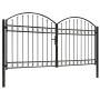 Cancela de valla doble puerta con arco 300x125 cm acero negro de vidaXL, Puertas de jardín - Ref: Foro24-143089, Precio: 465,...