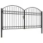 Double door fence gate with arch 300x125 cm black steel by vidaXL, garden gates - Ref: Foro24-143089, Price: 453,06 €, Discou...