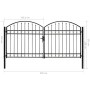 Cancela de valla doble puerta con arco 300x125 cm acero negro de vidaXL, Puertas de jardín - Ref: Foro24-143089, Precio: 465,...