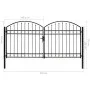 Double door fence gate with arch 300x125 cm black steel by vidaXL, garden gates - Ref: Foro24-143089, Price: 453,06 €, Discou...