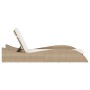 Tumbona con cojín ratán sintético beige 60x205x73 cm en Tumbonas | Comprar online en Foru.es