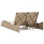 Tumbona con cojines ratán sintético beige 114x205x73 cm en Tumbonas | Comprar online en Foru.es