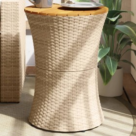 Mesa de jardín forma de tambor ratán sintético y madera beige en Mesas de jardín | Comprar online en Foru.es