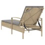 Tumbona con cojín ratán sintético beige 63x200x81 cm en Tumbonas | Comprar online en Foru.es