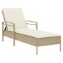 Tumbona con cojín ratán sintético beige 63x200x81 cm en Tumbonas | Comprar online en Foru.es