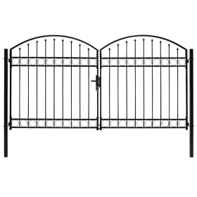Double door fence gate with black steel arch 300x175 cm by vidaXL, garden gates - Ref: Foro24-146340, Price: 511,49 €, Discou...