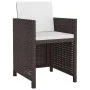 Set de comedor jardín 5 pzas y cojines ratán sintético marrón de vidaXL, Conjuntos de jardín - Ref: Foro24-43899, Precio: 263...