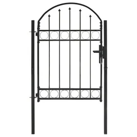 Garden gate with upper arch 100x125 cm black steel by vidaXL, garden gates - Ref: Foro24-143085, Price: 208,88 €, Discount: %