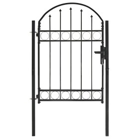 Puerta de jardín con arco superior 100x125 cm acero negro de vidaXL, Puertas de jardín - Ref: Foro24-143085, Precio: 195,02 €...