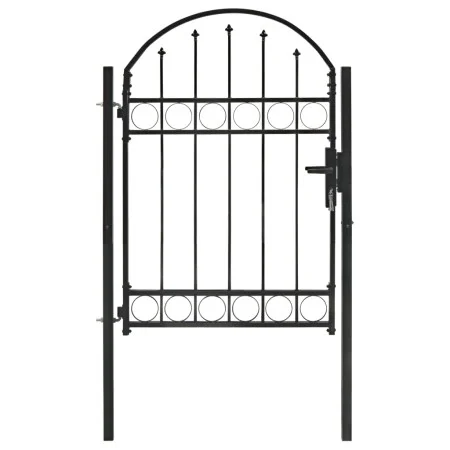 Puerta de jardín con arco superior 100x125 cm acero negro de vidaXL, Puertas de jardín - Ref: Foro24-143085, Precio: 208,88 €...